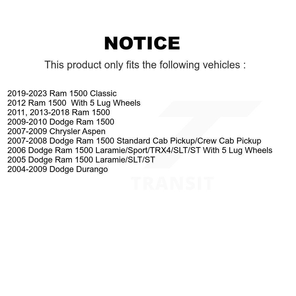 Rotor de frein à fente arrière percé et Kit de plaquettes semi-métalliques pour Ram 1500 Classic Dodge