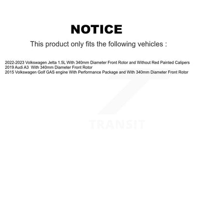 Rotors de frein à disque à fente avant, Kit de plaquettes en céramique pour Volkswagen Golf Audi A