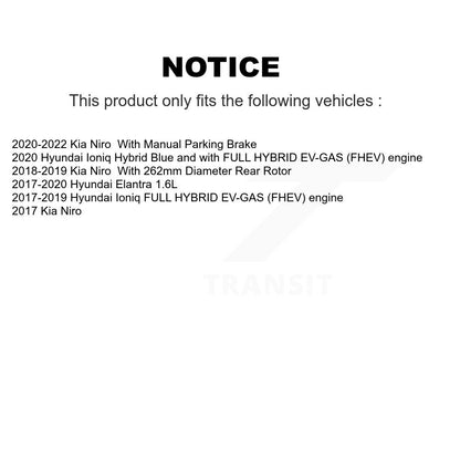 Kit de plaquettes en céramique pour Rotor de frein à fente arrière, pour Hyundai Elantra Ioniq Kia Nir