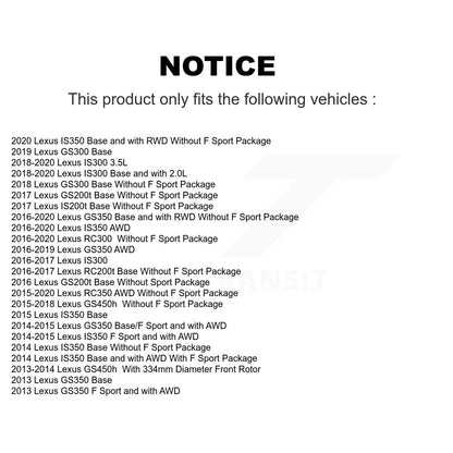 Kit de rotor de frein avant et arrière et plaquettes en céramique (6 pièces) pour Lexus IS300 IS350 GS350 RC35