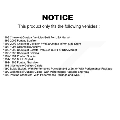 Kit de plaquettes de frein semi-métalliques avant et arrière, pour Chevrolet Cavalier Pontia
