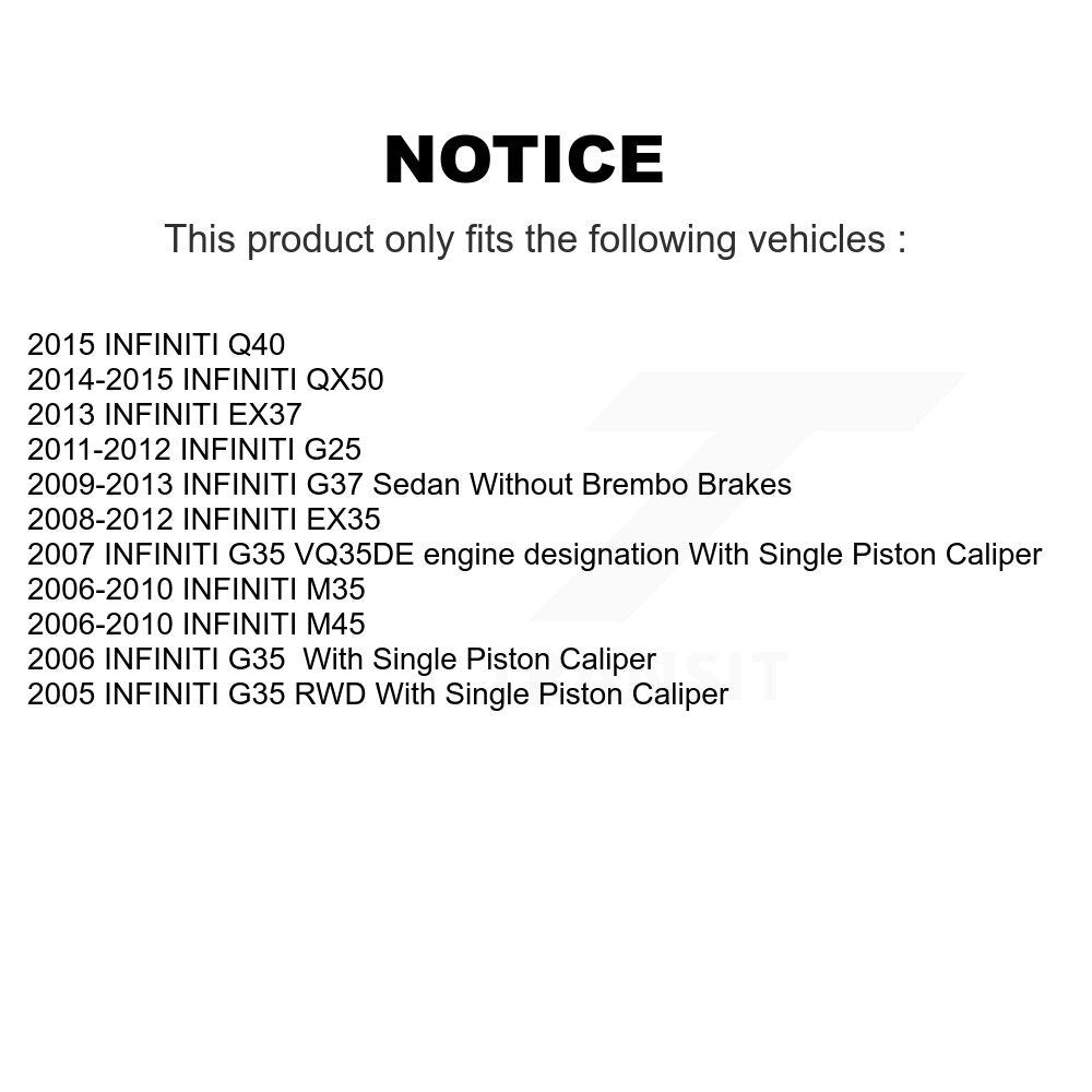 Plaquettes de frein semi-métalliques avant et arrière et Kit de chaussures de stationnement pour INFINITI G37 G35 EX3