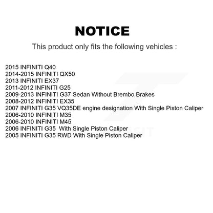 Plaquettes de frein semi-métalliques avant et arrière et Kit de chaussures de stationnement pour INFINITI G37 G35 EX3