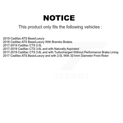 Kit de plaquettes de frein et chaussures de stationnement semi-métalliques avant et arrière, pour Cadillac ATS CTS
