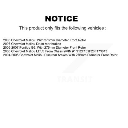 Rotors de frein à disque à revêtement avant et Kit de plaquettes en céramique pour Chevrolet Malibu Pontiac G