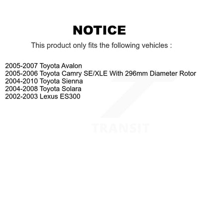 Rotor de frein à revêtement avant et Kit de plaquettes en céramique pour Toyota Sienna Camry Solara Avalo