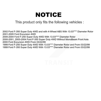 Kit de rotor de frein à revêtement avant et de plaquettes semi-métalliques pour Ford F-350 Super Duty F-25