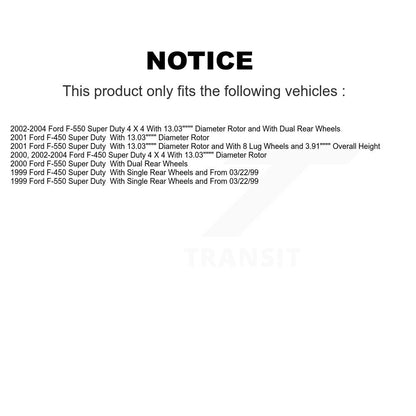 Kit de rotor de frein à revêtement avant et de plaquettes semi-métalliques pour Ford F-550 Super Duty F-45