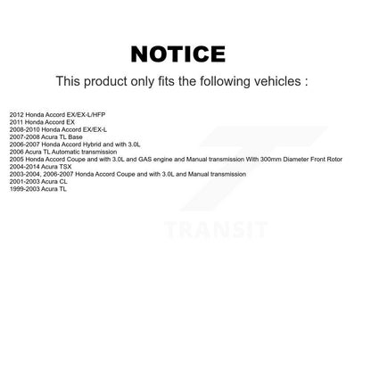 Rotor de frein à disque à revêtement avant et Kit de plaquettes en céramique pour Honda Accord Acura TSX TL C