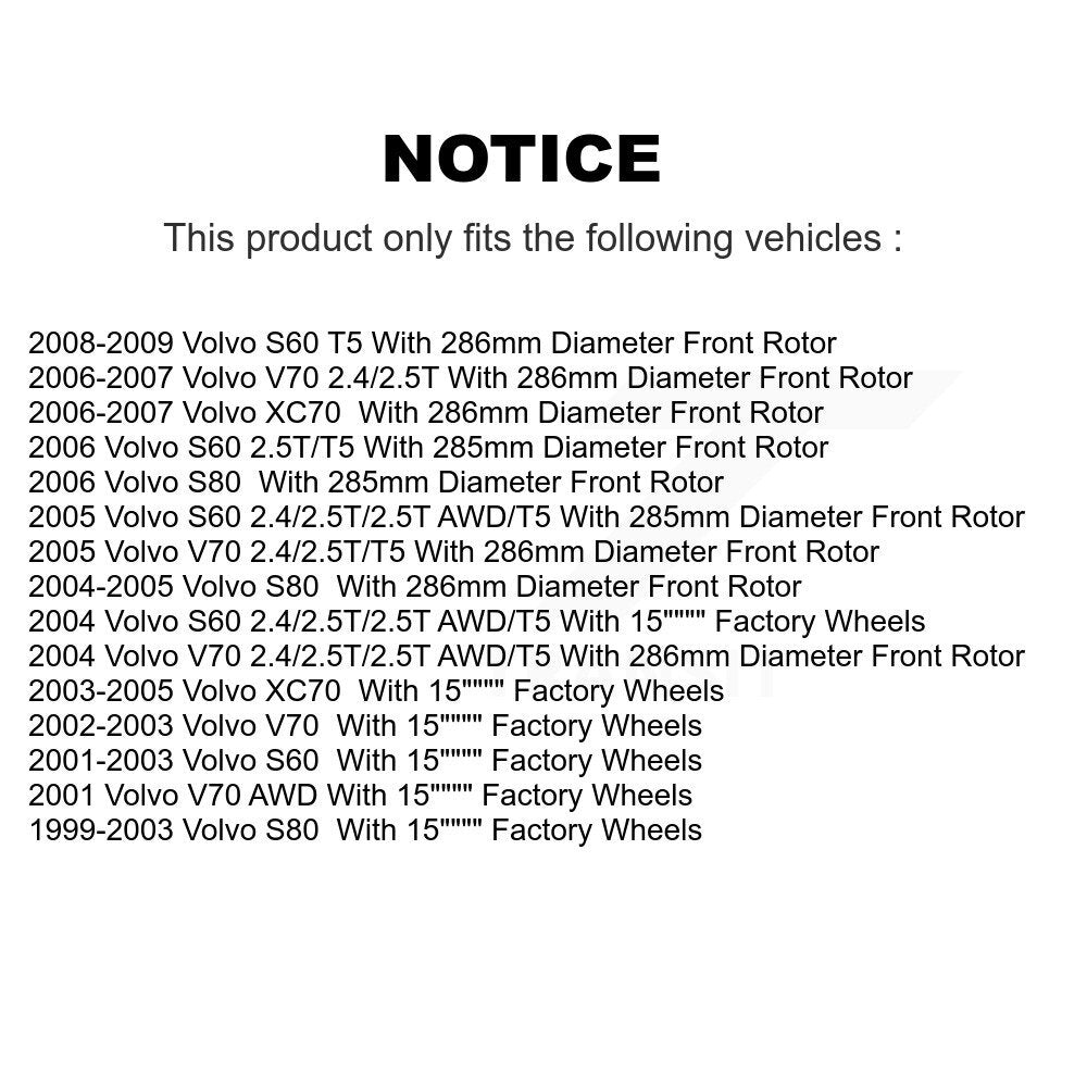 Kit de plaquettes semi-métalliques avant et arrière et Rotor de frein revêtu, pour Volvo S60 XC70 V70 S8