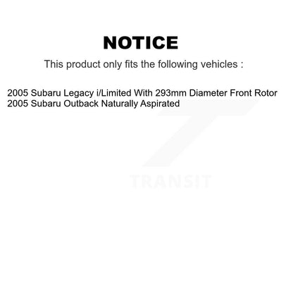Kit de rotors de frein à disque, revêtement de coussinets en céramique avant et arrière, pour Subaru Outback Legac 2005