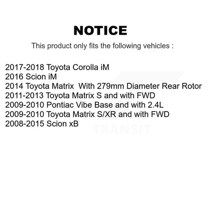 Kit de plaquettes de frein en céramique, Rotors de manteau arrière, pour Toyota Matrix Pontiac Vibe Corolla i