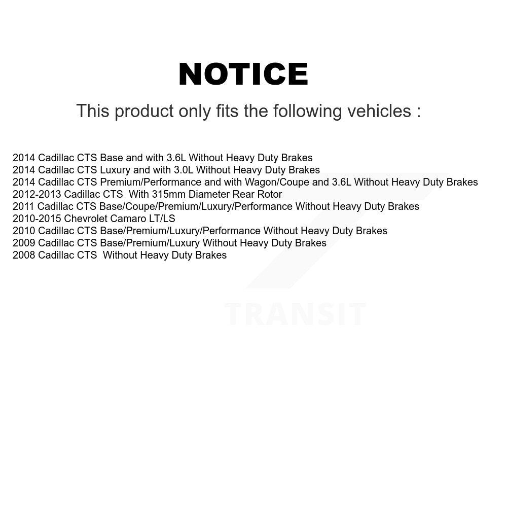 Rotor de frein à disque à revêtement arrière et Kit de plaquettes en céramique pour Chevrolet Camaro Cadillac CT