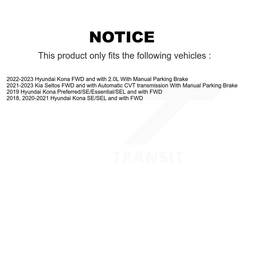Kit de rotors de frein à disque à revêtement arrière et de plaquettes en céramique, pour Hyundai Kona Kia Seltos