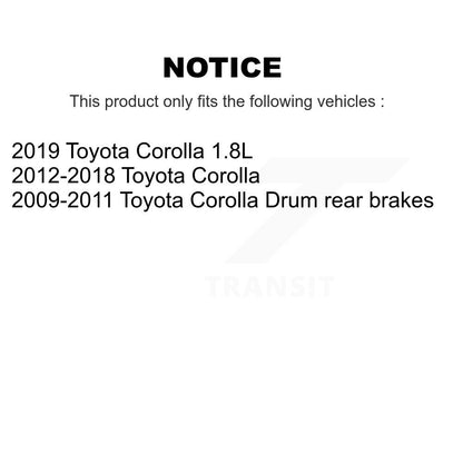 Plaquettes en céramique de rotors de frein à disque avant et arrière et kit de tambour enduit pour Toyota Coroll