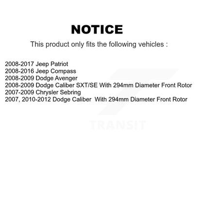 Kit de tambour de revêtement de tampon en céramique de Rotors de frein avant et arrière pour Jeep Patriot Compass Dodg