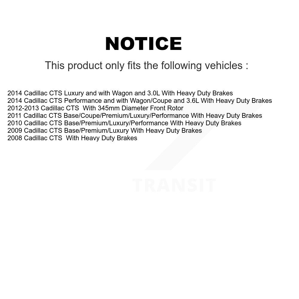 Kit de rotors de frein à disque à revêtement avant et de plaquettes semi-métalliques pour Cadillac CTS