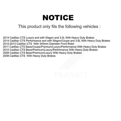 Kit de rotors de frein à disque à revêtement avant et de plaquettes semi-métalliques pour Cadillac CTS