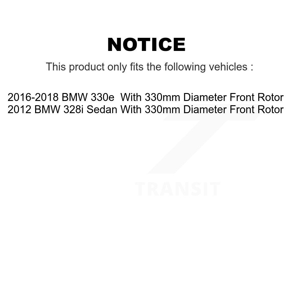 Kit de rotors de frein à disque à revêtement avant et de plaquettes semi-métalliques pour BMW 328i 330e