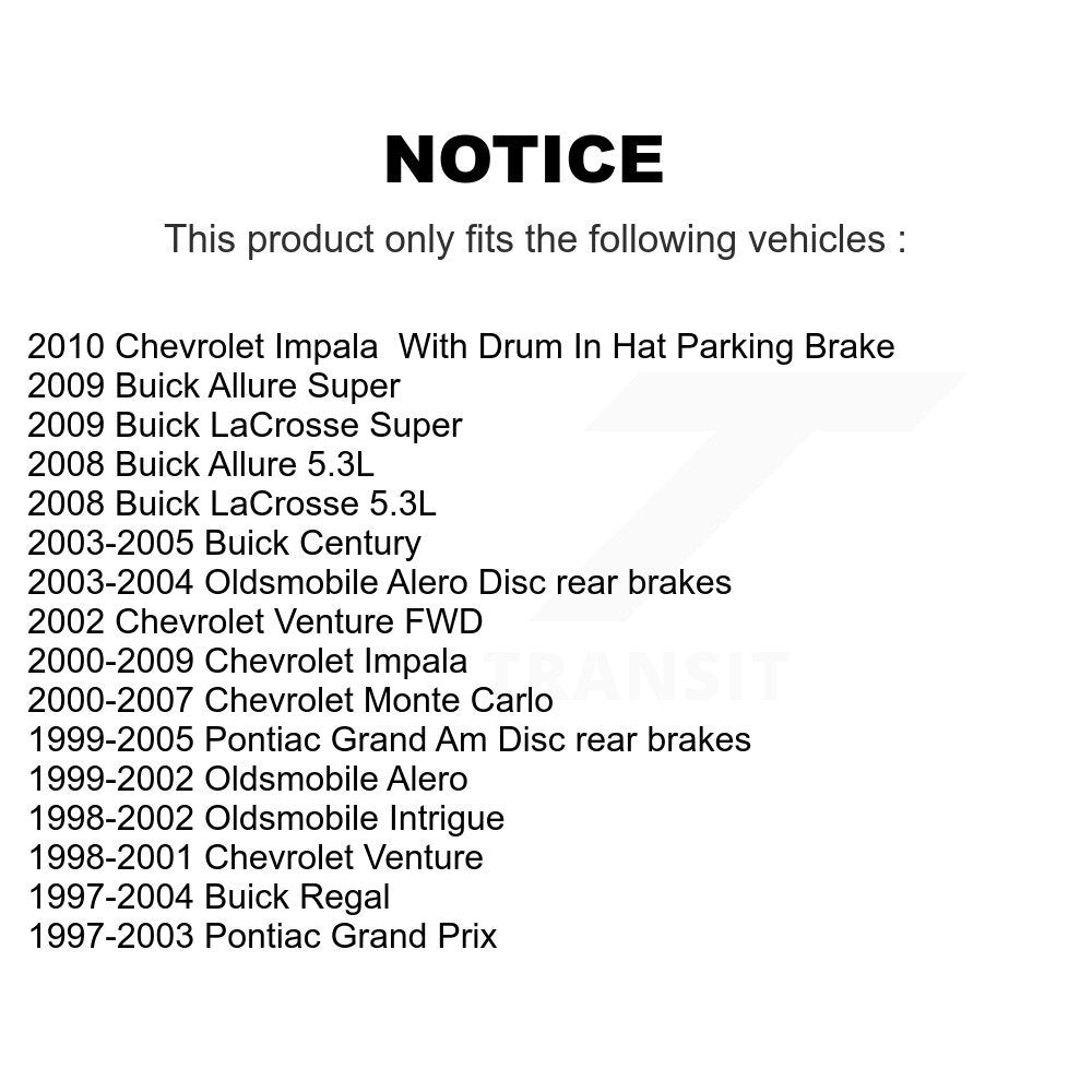 Kit de plaquettes en céramique et de chaussures de stationnement, Rotors recouverts de disques arrière, pour Chevrolet Impala A