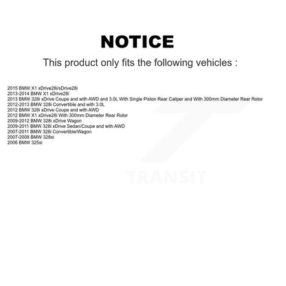 Kit de chaussures de stationnement avec disques semi-métalliques, Rotors recouverts de disques arrière, pour BMW 328i xDriv