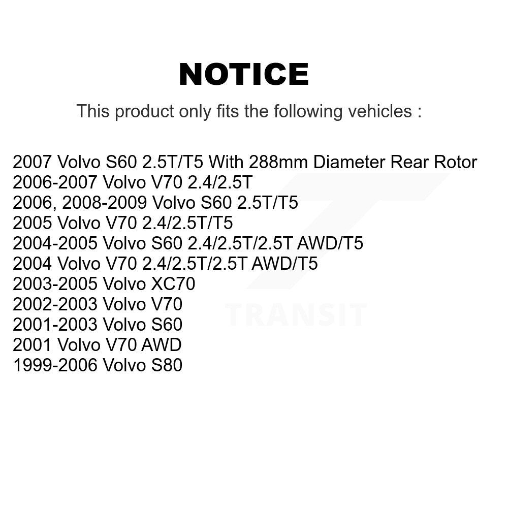 Kit de chaussures de stationnement avec disques semi-métalliques, Rotors recouverts de disques arrière, pour Volvo XC70 S80