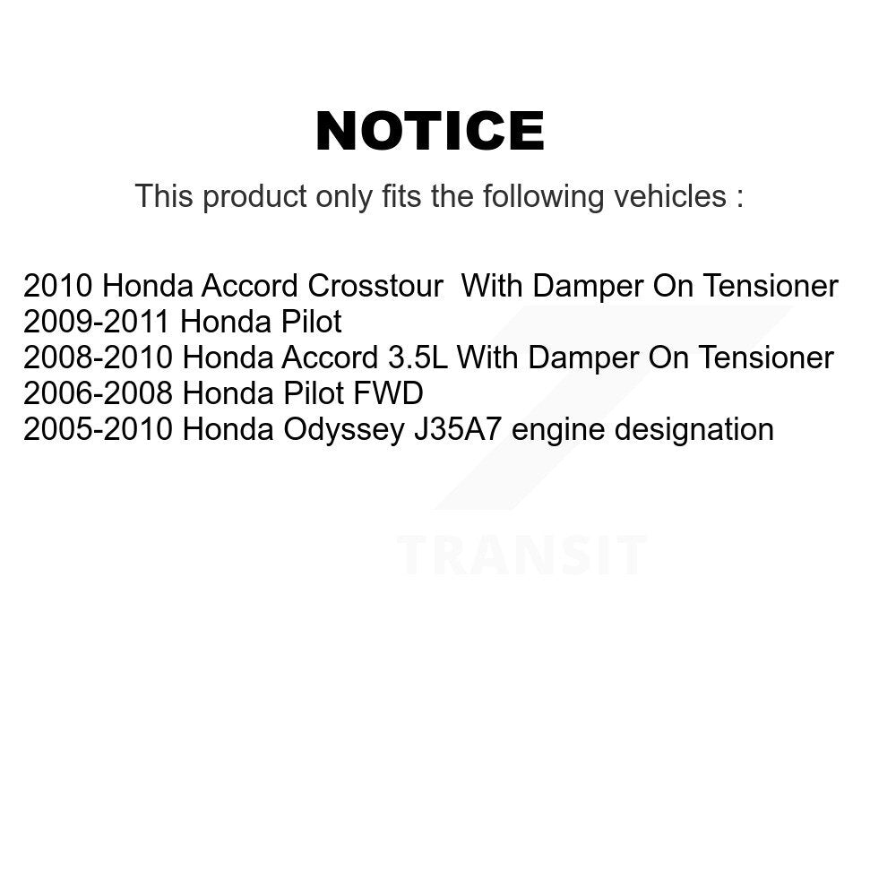 Assemblage de tension de courroie d'entraînement accessoire pour Honda Odyssey Accord Pilot Crosstour