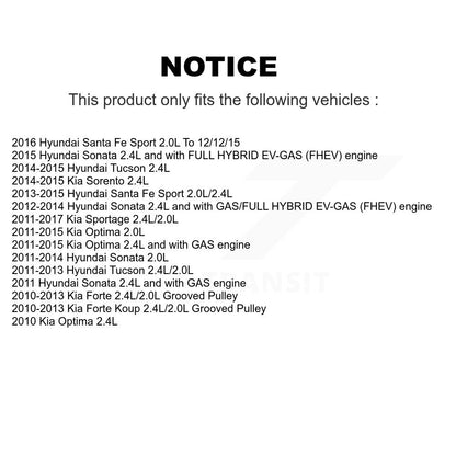 Accessory Drive Belt Idler Poulie pour Hyundai Kia Santa Fe Sport Tucson Sonata