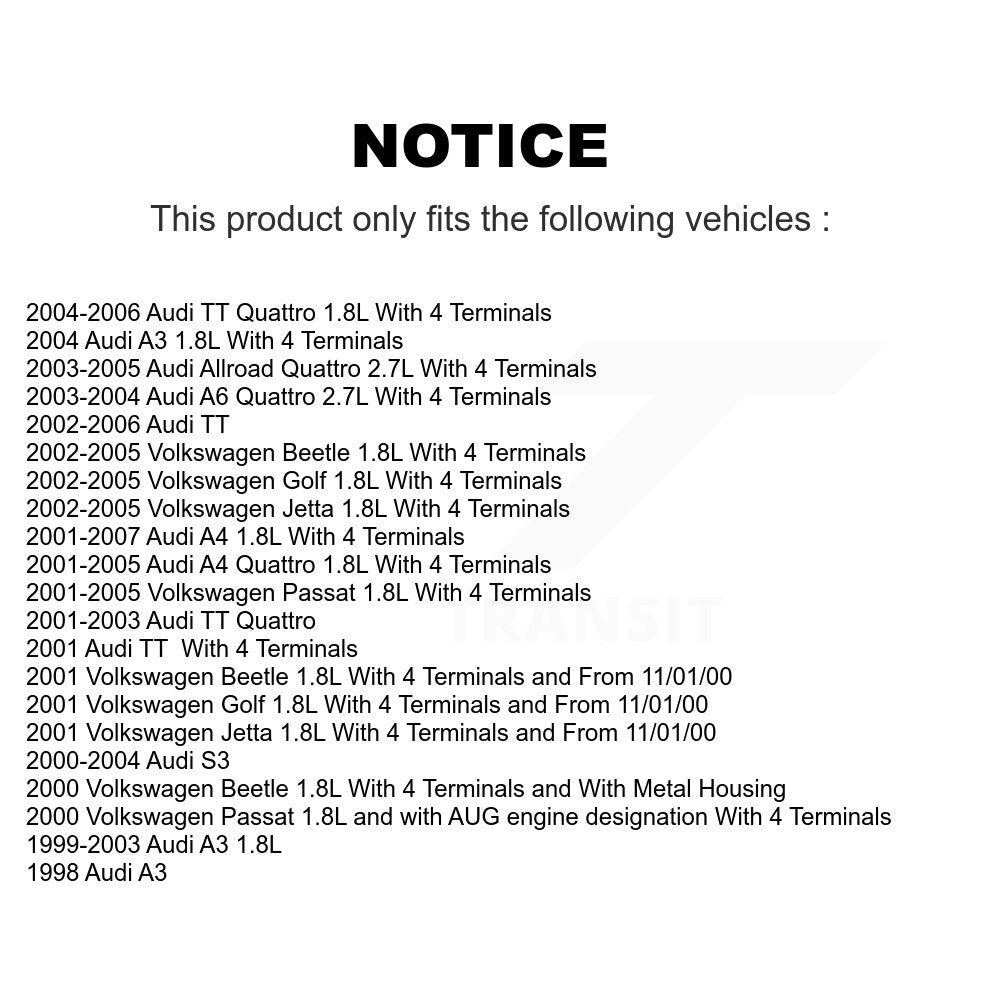 Bobine d'allumage pour Volkswagen Jetta Golf Audi coccinelle Passat A4 Quattro TT Allroa