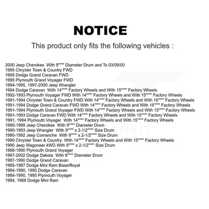 Sabot de frein à tambour arrière pour Jeep Dodge Dakota Wrangler Cherokee Plymouth caravane et