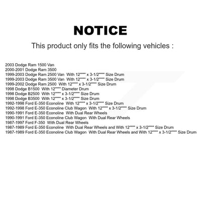 Sabot de frein à tambour arrière, pour Ford Dodge Ram 2500 E-350 Econoline F-350 3500 Van Clu