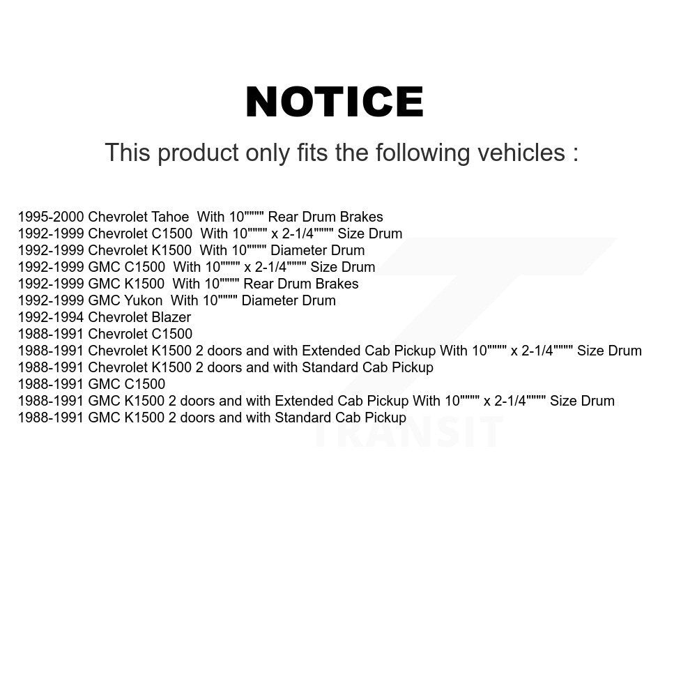 Chaussure de frein à tambour arrière, pour Chevrolet K1500 GMC C1500 Tahoe Yukon Blazer NB-593B