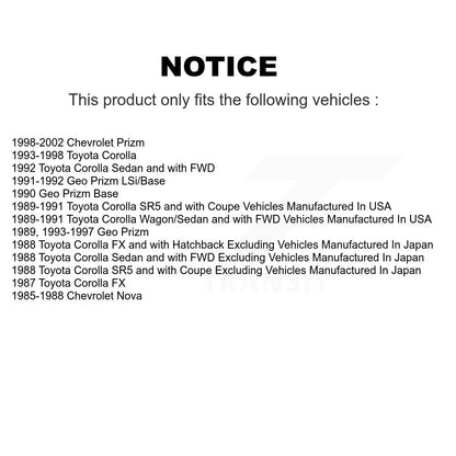 Sabot de frein à tambour arrière pour Toyota Corolla Chevrolet Prizm Nova Geo NB-597B