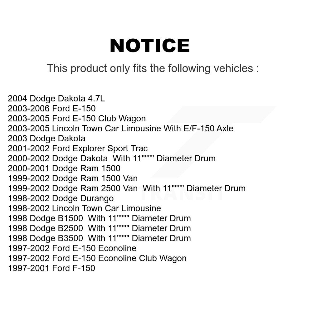 Sabot de frein à tambour arrière, pour Ford F-150 Dodge Dakota Ram 1500 Lincoln Town Car Spor