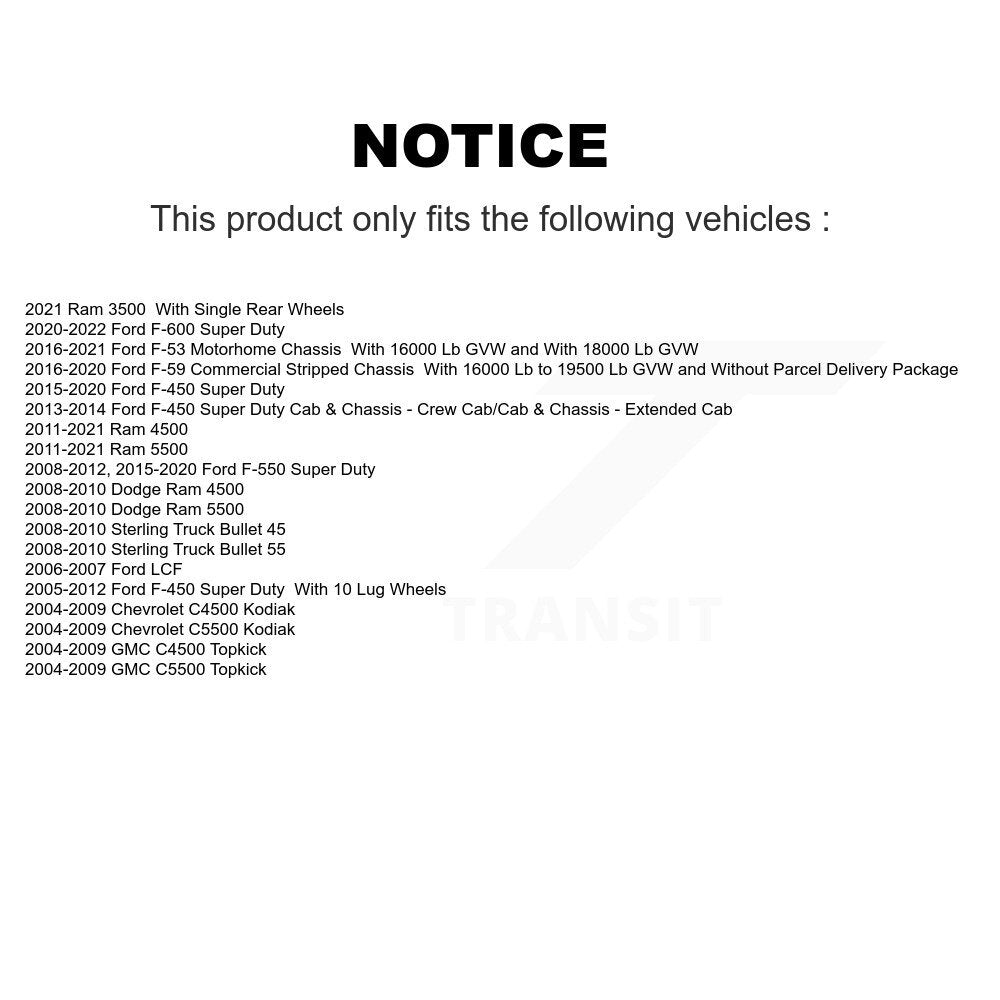 Sabot de frein de stationnement arrière, pour camping-car Ford F-450 Super Duty Ram 3500 F-550 F-53