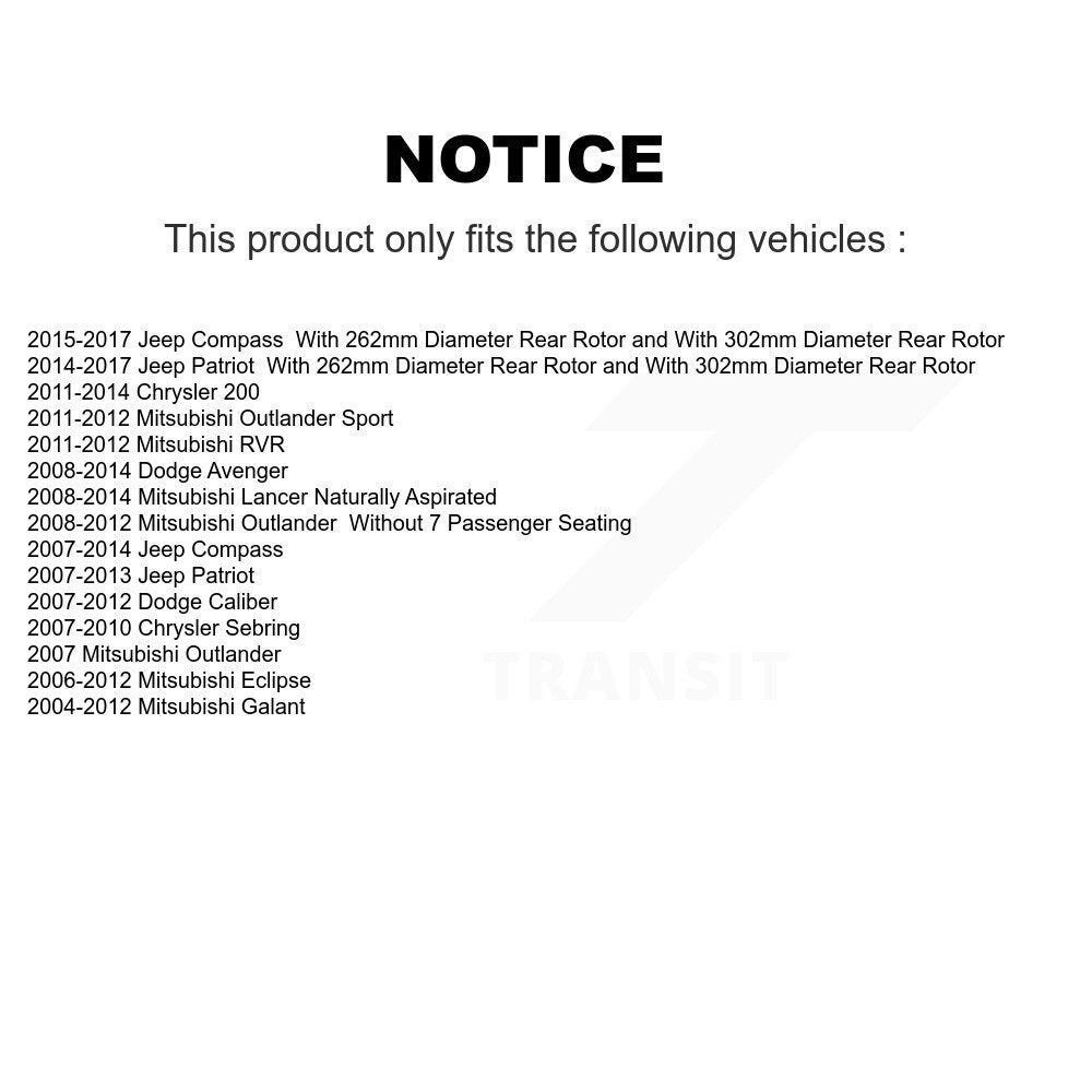 Sabot de frein de stationnement arrière, pour Jeep Mitsubishi Patriot Dodge Chrysler Compass 200