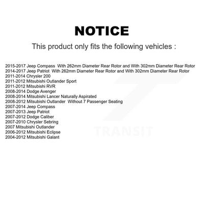 Sabot de frein de stationnement arrière, pour Jeep Mitsubishi Patriot Dodge Chrysler Compass 200