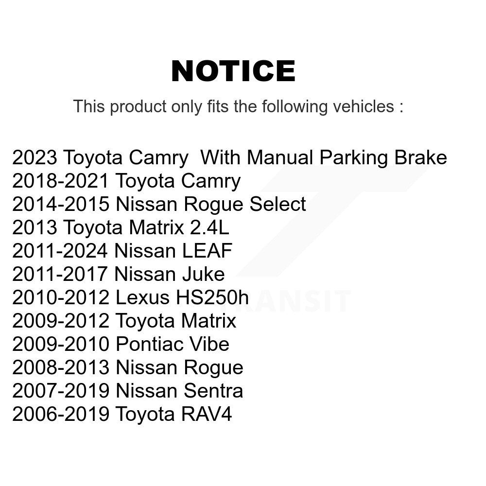 Sabot de frein de stationnement arrière, pour Toyota RAV4 Nissan Sentra Matrix Rogue Camry LEAF