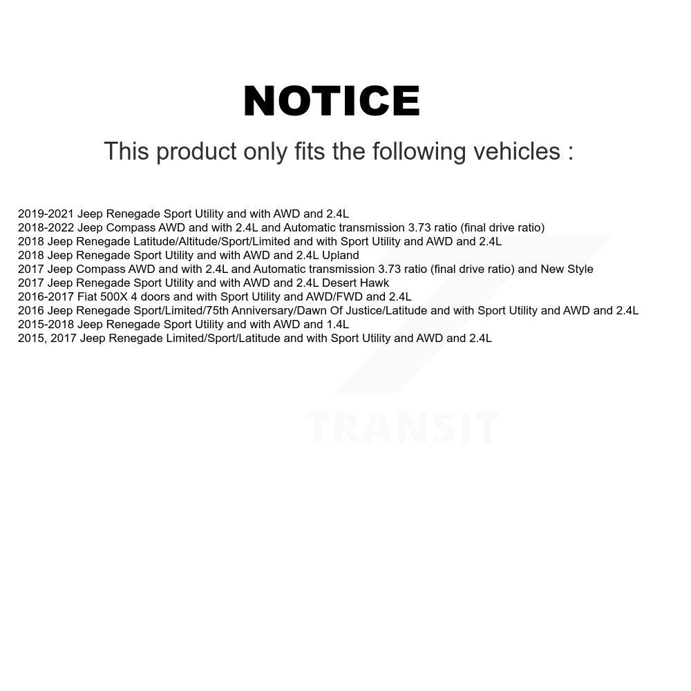 Avant CV Axe arbre pour Jeep Compass Renegade Fiat 500X NCV-CH82058