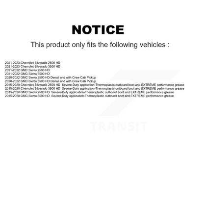 Arbre d'essieu avant CV pour Chevrolet GMC Silverado 2500 HD Sierra 3500