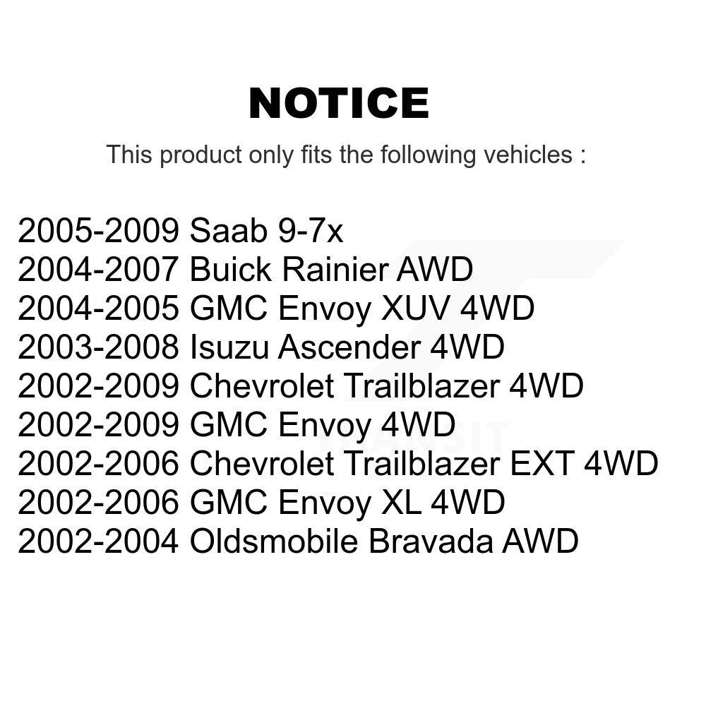 Arbre d'essieu avant CV pour Chevrolet GMC Trailblazer envoyé XL EXT Buick Rainier XU