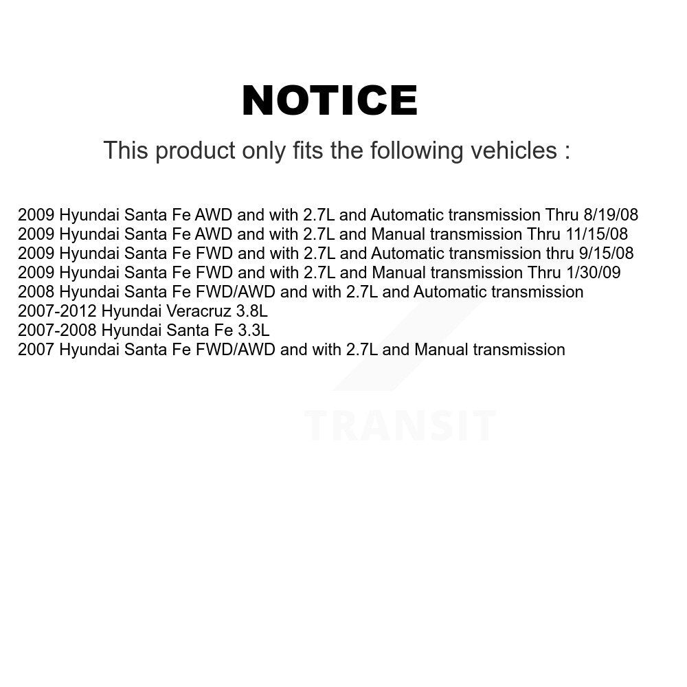Arbre d'essieu CV avant droit pour Hyundai Santa Fe Veracruz NCV-HY37504