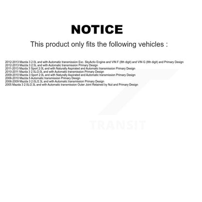 Arbre d'essieu CV avant droit pour Mazda 3 5 Sport NCV-MZ47542