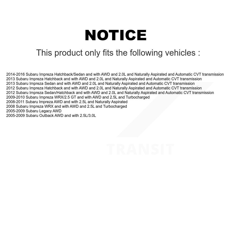 Arbre d'essieu CV avant pour Subaru Impreza Outback Legacy NCV-SB66052