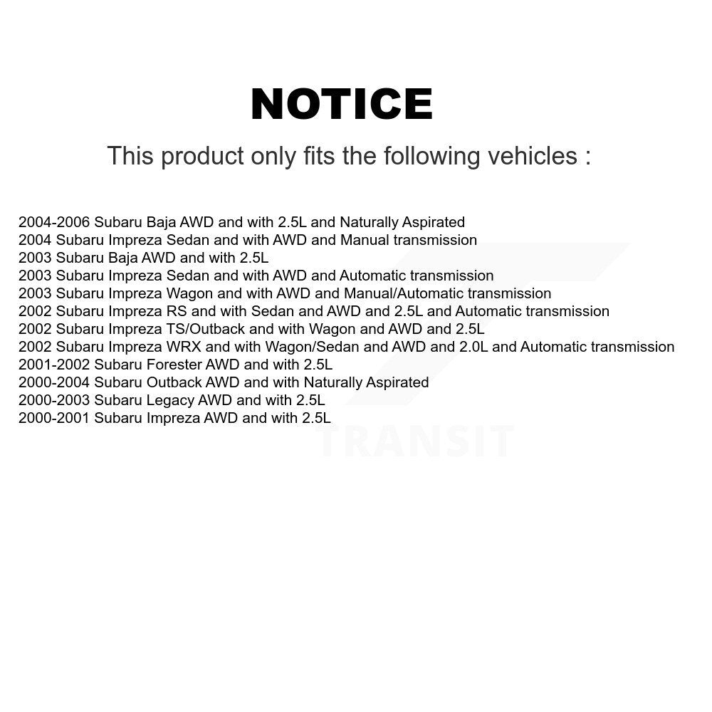 Arbre d'essieu CV avant pour Subaru Impreza Outback Forester Legacy Baja NCV-SB66501