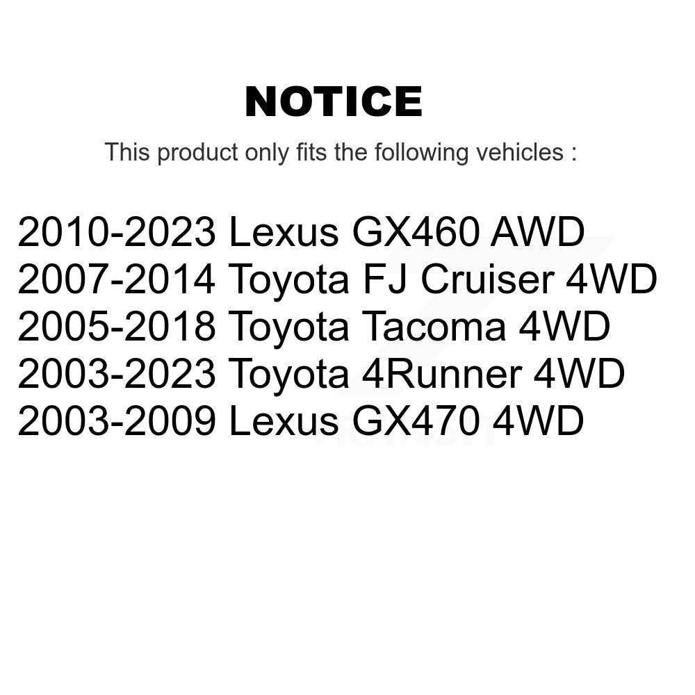 Arbre d'essieu CV avant, pour Toyota Tacoma 4Runner FJ Cruiser Lexus GX460 GX470