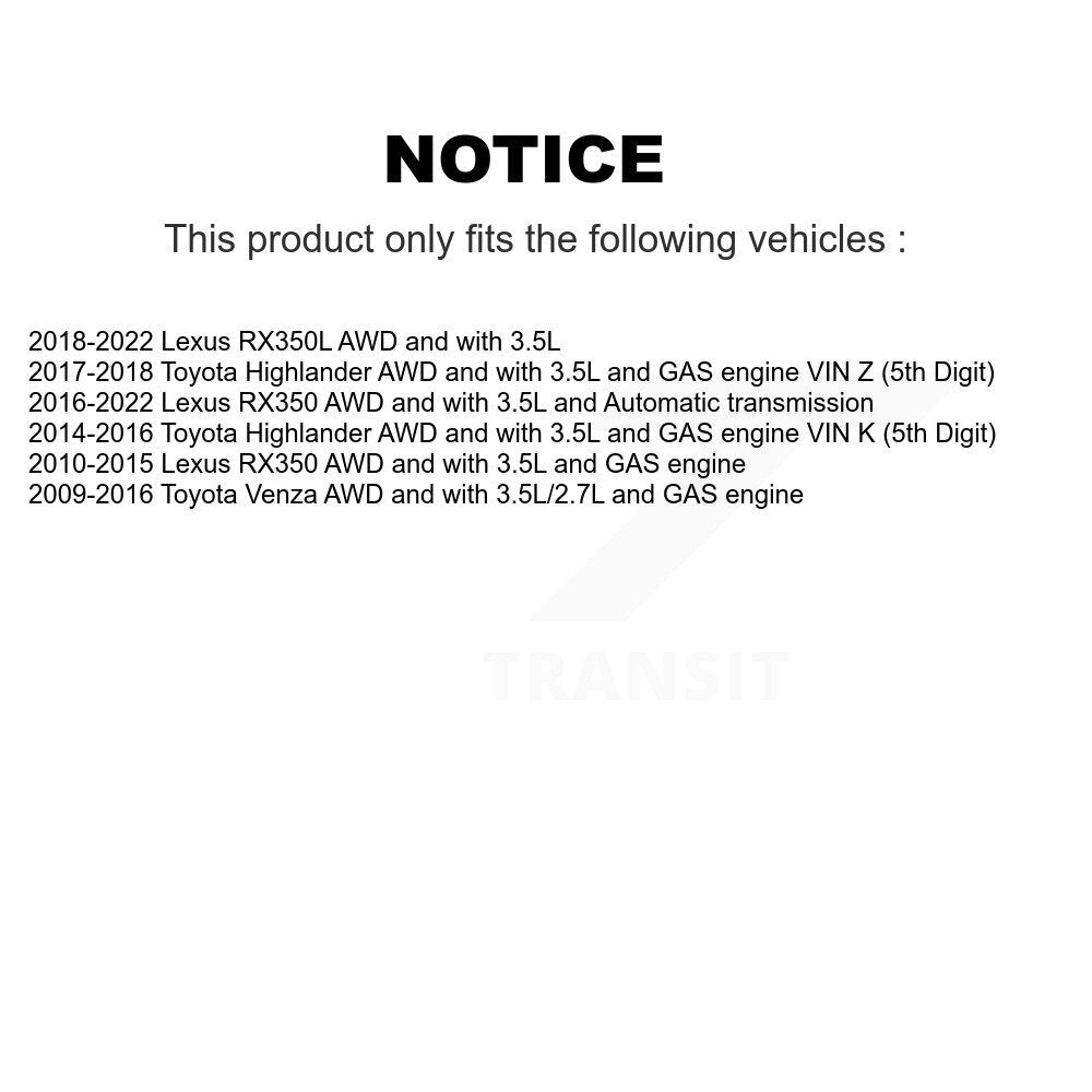 Arbre d'essieu CV avant droit, pour Toyota Lexus RX350 Venza Highlander RX350L