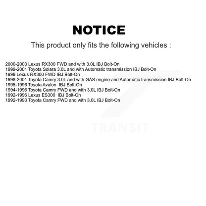 Arbre d'essieu avant CV, pour Toyota Camry Lexus RX300 Solara ES300 Avalon IBJ Bolt-O