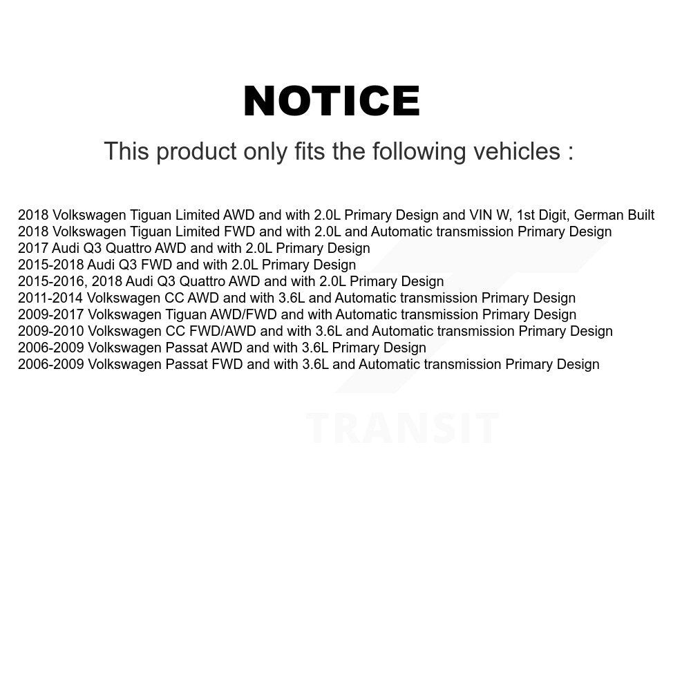 Arbre d'essieu CV avant gauche, pour Volkswagen Tiguan Audi Q3 Quattro CC Passat Limite