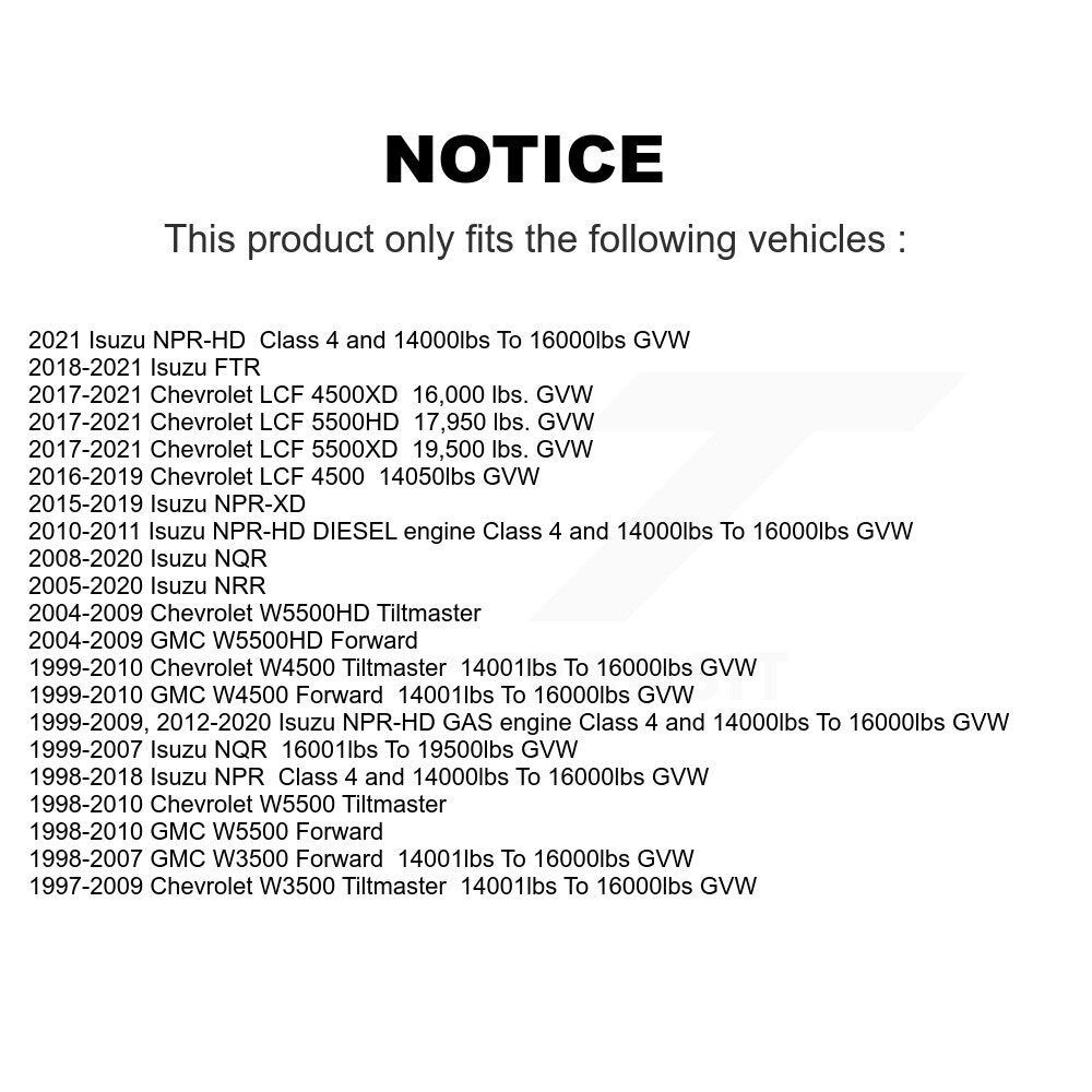 Plaquettes de frein à disque semi-métalliques avant, pour Isuzu GMC W3500 Forward NPR Chevrolet
